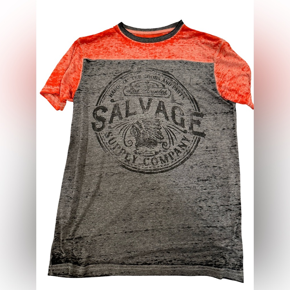 Salvage Supply Company Orange Red and Gray T-Shirt